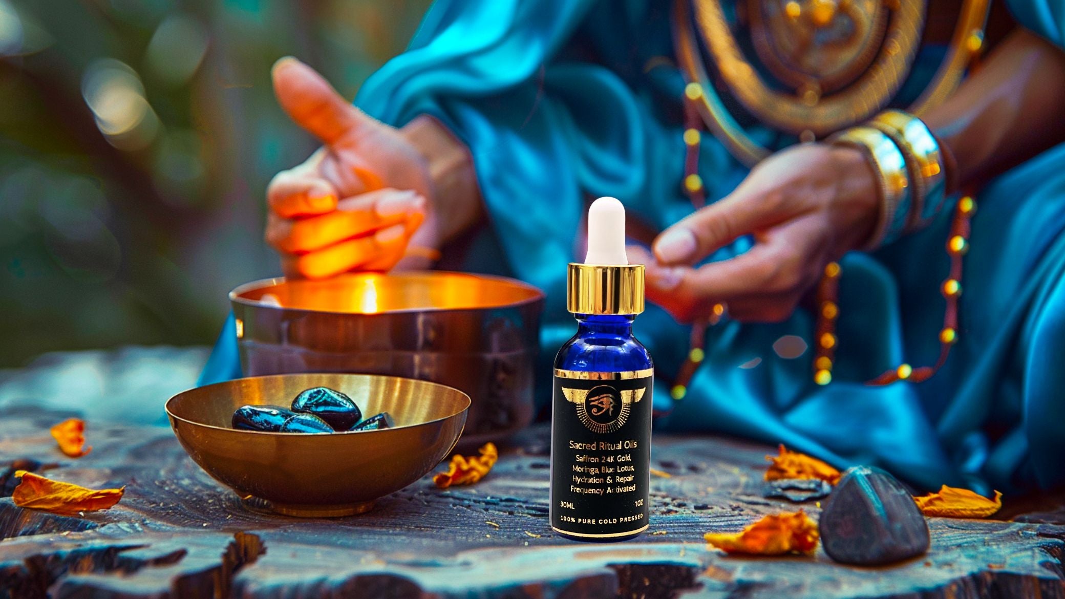 The Divine Elixir: Blue Lotus, Moringa, Saffron, and 24K Gold Flakes - Recipes of the Gods