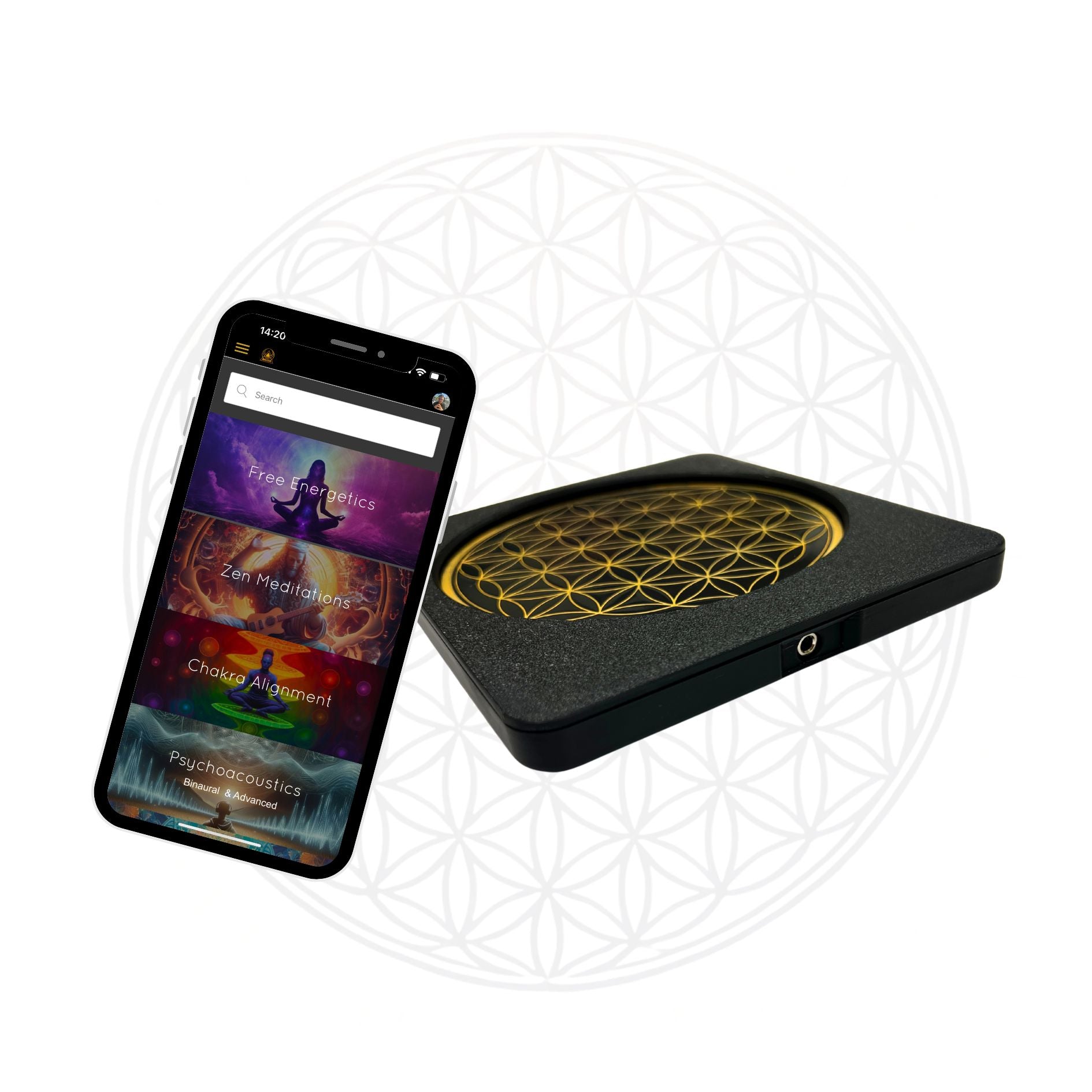 Sacred Ritual Oils Metatronic Flower of Life Frequency Imprinter with smartphone app interface